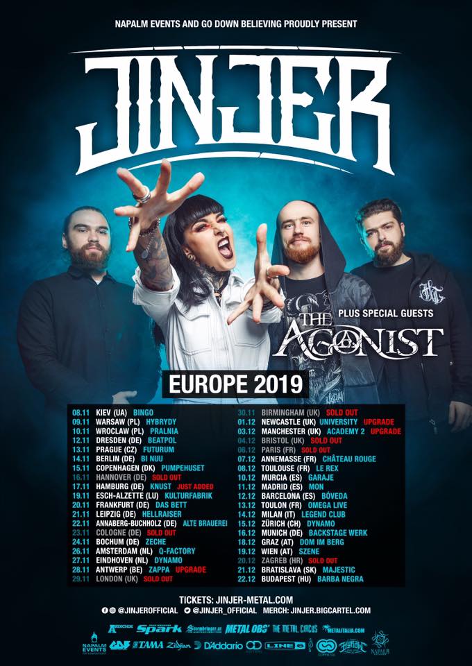 JINJER + THE AGONIST + Supports kommen ins Backstage Werk in München
