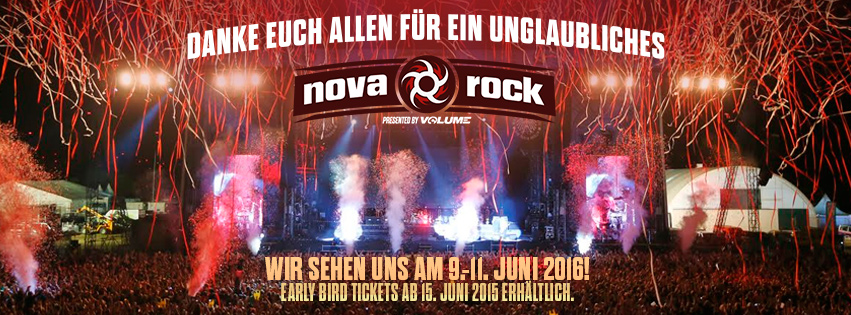 NOVA ROCK sagt DANKE, Termin 2016: 9.-11. Juni