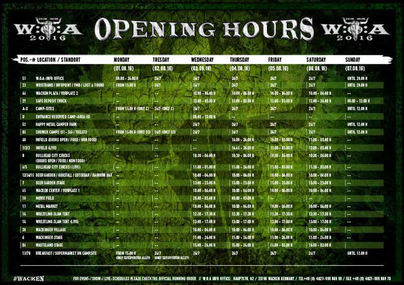 W:O:A 2016: W:O:A Opening Hours